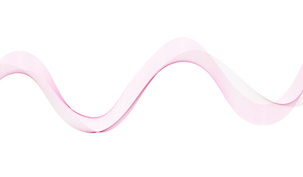 Abstract glowing pink wave flowing smoothly during the night isolated on transparent background