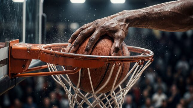 Close-Up of a Basketball Player Dunking the Ball