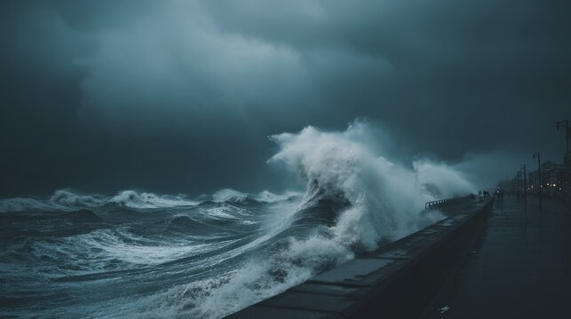Massive Storm Surge Waves Overwhelm Coastal Defenses in Powerful Ocean Display