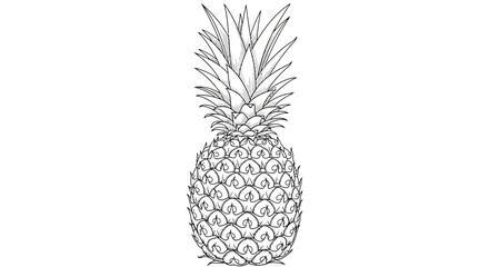 Obraz premium Pineapple illustration, tropical fruit, healthy food, exotic, organic, natural, raw, fresh, whole, isolated