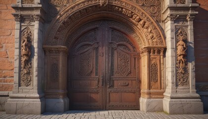 Obraz premium Intricately decorated gateway with ornate stone carvings, vibrant colors and elegant arches , entrance, intricate design