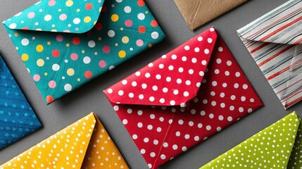 Obraz premium Collection of Small Colorful Polka Dot Bubble Mailers and Envelopes