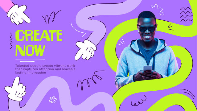 A bright and modern template with bold colors, playful shapes, and hand-drawn elements. Perfect for creative promos and eye-catching social media content.