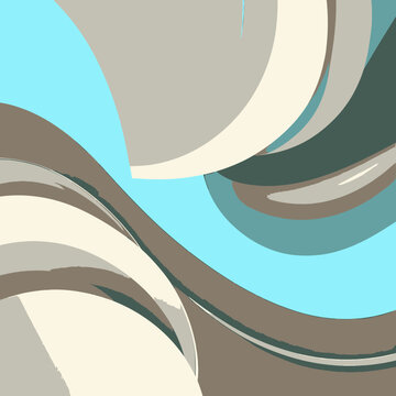 Fondo abstracto moderno con formas onduladas y fluidas en tonos tierra y azules claros.