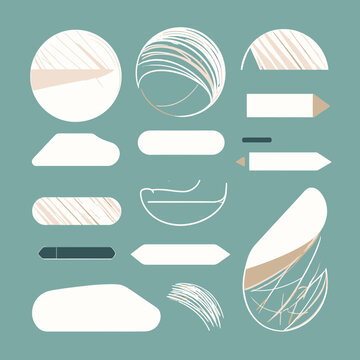 Colecci&oacute;n de formas geom&eacute;tricas abstractas y elementos de dise&ntilde;o minimalistas en tonos neutros para proyectos creativos y web.