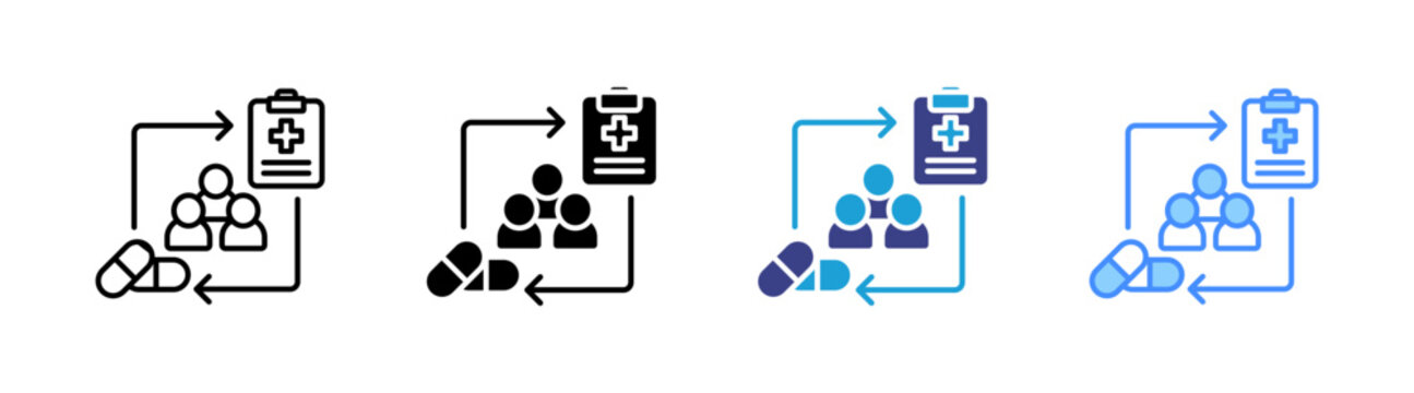 Clinical Trials icon set multiple style collection