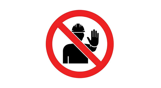 construction worker in a hard hat making a stop hand gesture signifying a no entry sign or restricted access area perfect for industrial safety and caution warnings