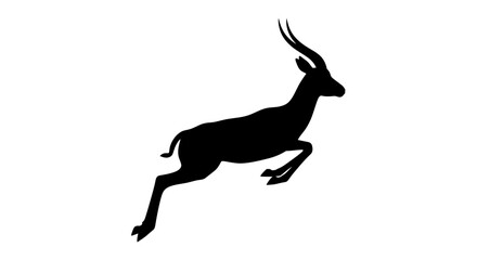 Fototapeta premium Silhouette of a leaping gazelle against a white background showcasing graceful movement.