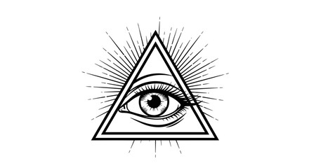 Obraz premium All-Seeing Eye in Triangle: Symbol of Awareness and Enlightenment.