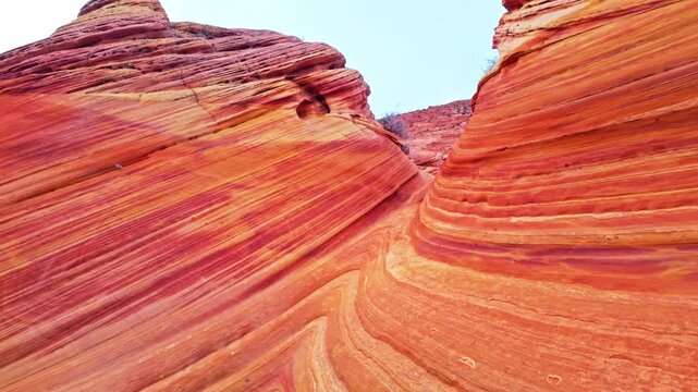 Mini Wave Striped Rock Formation Panoramic View in Coyote Buttes North Arizona