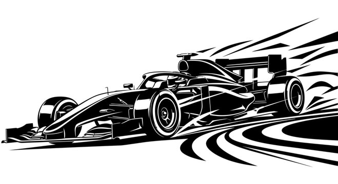 Dynamic Formula 1 Race Car in Action on Track.