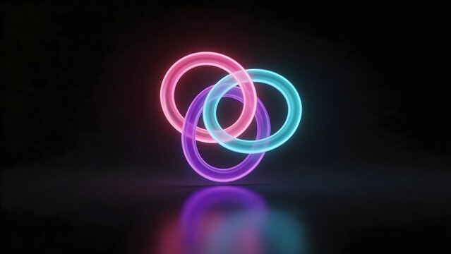 Neon glowing interlocking rings