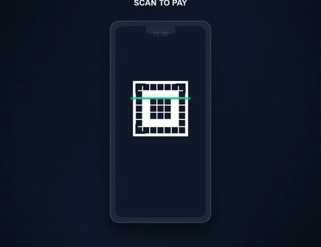 QR Code Payment Animation - Scan to Pay Mobile Wallet Transaction
