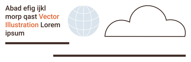 Obraz premium Web design, branding, presentations, layout concepts, educational materials, graphic templates. Globe icon and cloud shape with text elements on a clean background. Web design and branding concept