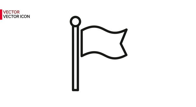 Minimalist line art of a flag on a pole, simple and bold