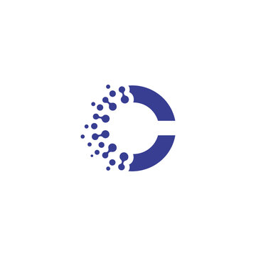 Modern Letter C Logo with Digital Particle Nodes