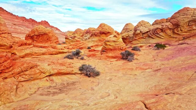 Curved Sandstone Lines around The Wave in Coyote Buttes North Arizona