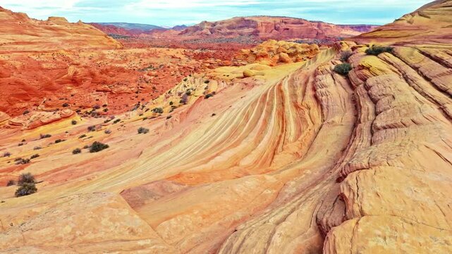 Curved Sandstone Lines around The Wave in Coyote Buttes North Arizona