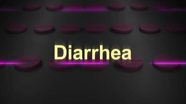 Typography over Chewable Pills on Conveyor Belt - Diarrhea