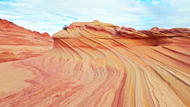 Curved Sandstone Lines around The Wave in Coyote Buttes North Arizona