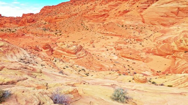 Curved Sandstone Lines around The Wave in Coyote Buttes North Arizona