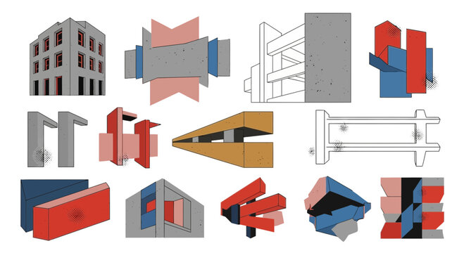 Abstract Architectural Forms, Geometric Shapes, Modern Design Concepts, Minimalist Construction