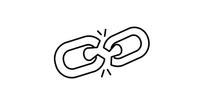 Broken chain link icon, symbolizing disconnection, failure, or a break
