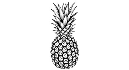 Obraz premium Hand Drawn Pineapple Illustration - Tropical Fruit Sketch on White Background