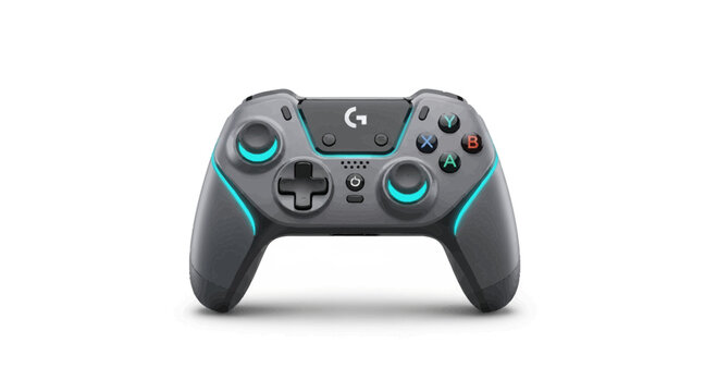 Logitech Pro Wireless Gaming Controller with Blue Accents on White Background