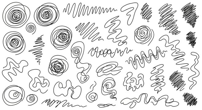 Abstract Scribble Lines and Swirls: Hand-Drawn Doodle Elements for Design
