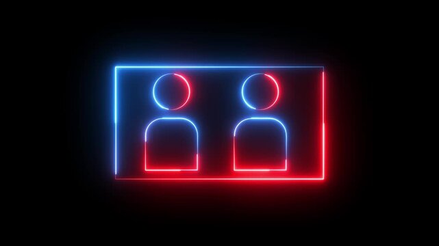 NID card verify icon isolated on black background. parson verify icon, passport scan icon.Neon identification card outline icon.4k video