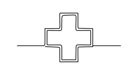 Fototapeta premium Abstract outline of a plus sign made of parallel lines