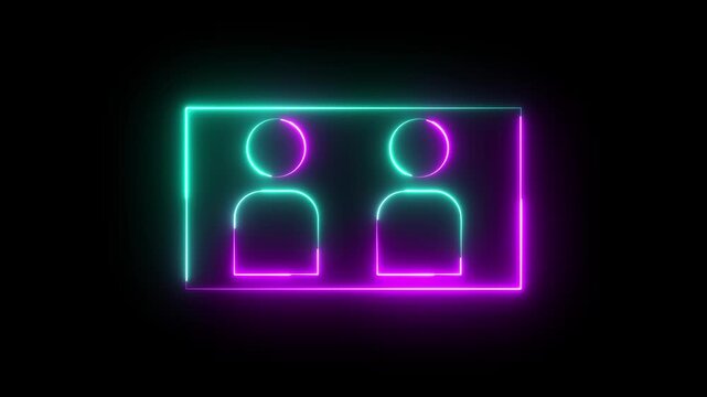 NID card verify icon isolated on black background. parson verify icon, passport scan icon.Neon identification card outline icon.4k video