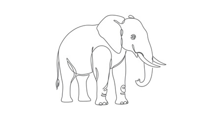 Fototapeta premium A simple, continuous line drawing of an elephant facing right