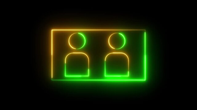 NID card verify icon isolated on black background. parson verify icon, passport scan icon.Neon identification card outline icon.4k video