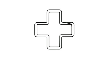 Obraz premium A simple, bold black outlined plus sign with a parallel outline inside