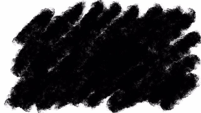 Animated grunge brush stroke overlay with rough dry texture. Abstract black paint brush stroke border animation. Black brush smear frame animation with textured paint strokes. 4K Video