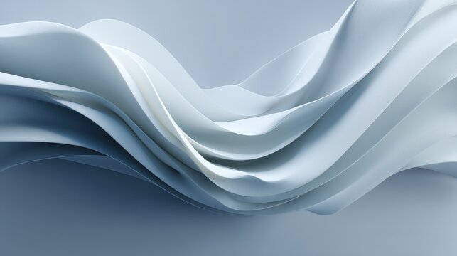 Flowing Abstract Composition of White Waves Creating Soft Textures and Elegant Movement in a Minimalistic Background for Contemporary Design Projects