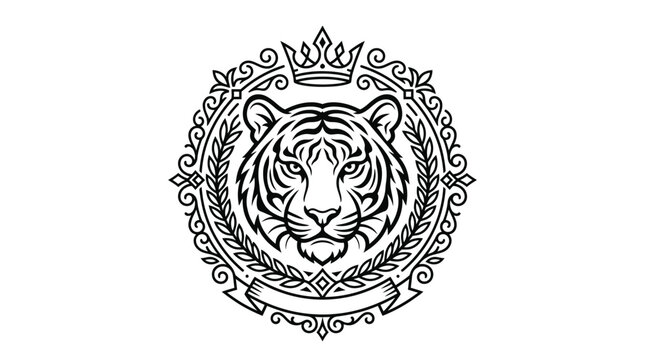 Tiger head with crown logo.