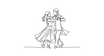 Fototapeta premium A couple dances in elegant attire with fluid movement