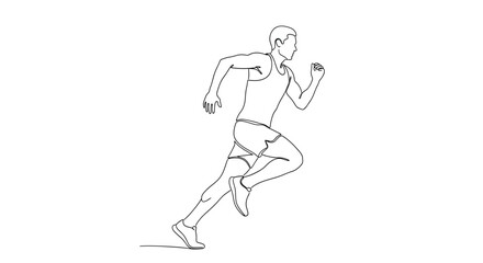 Fototapeta premium Single line drawing of a male runner in motion