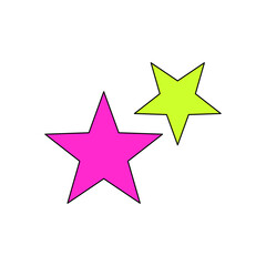 Obraz premium Playful illustration of two stylized overlapping stars, one large bold pink and one smaller vibrant lime green, perfect for celebratory graphic designs