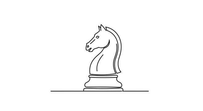 Simple line art of a chess knight on a white background