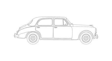 Obraz premium Elegant vintage sedan outline, classic automotive design with rounded features