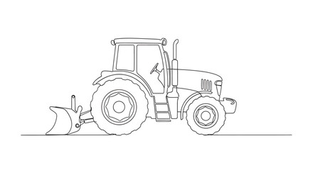 Obraz premium Outline of a tractor with a front plow attachment