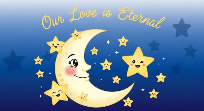 Cartoon moon and stars illustration