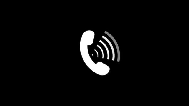 Animation of phone button icon with ringing signal. Turning over the.Smart phone call ring icon animation with isolated black background.4k video