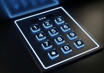 Obraz premium Glowing numeric keypad serves as a secure interface for access control systems.