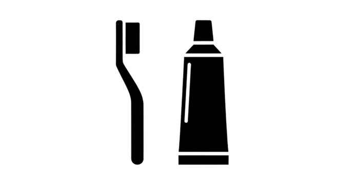 Vector illustration of toothbrush and toothpaste tube icon on a transparent background