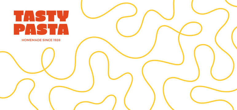 Abstract Pasta Line Pattern. Wavy Spaghetti Vector Food Background. Yellow Noodle Lines Texture. Ramen Doodle Illustration for Italian Cuisine Packaging or Restaurant Banner and Menu Decoration.